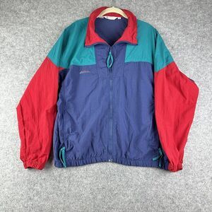 VTG Columbia Jacket Mens M Colorblock Y2K Radial Sleeve Full Zip Windbreaker*
